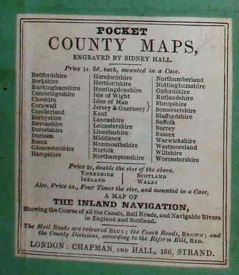Hall 1833 folding map advert